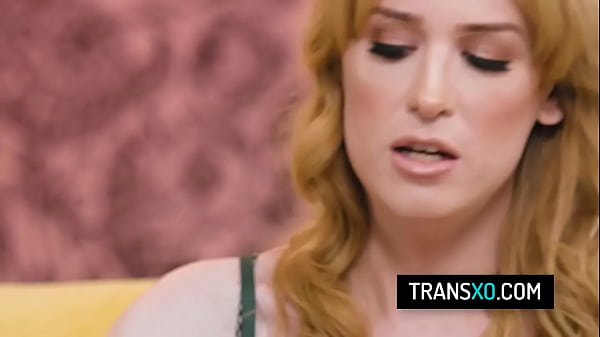 Sexy redhead tgirl Erica Cherry cheers up her bff Aiden Ashley with rough doggystyle fuck