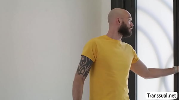 Big guy rips off shemales tight ass so hard