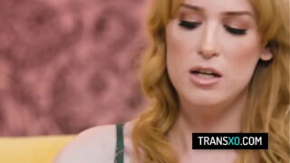 Sexy redhead tgirl Erica Cherry cheers up her bff Aiden Ashley with rough doggystyle fuck